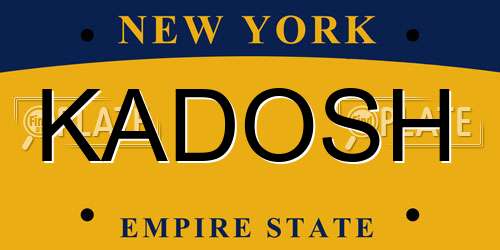 KADOSH New York License Plate