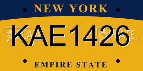 KAE1426 New York License Plate