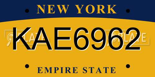KAE6962 New York License Plate