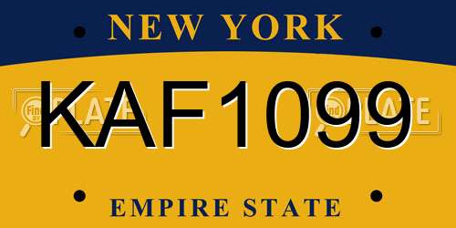 KAF1099 New York License Plate