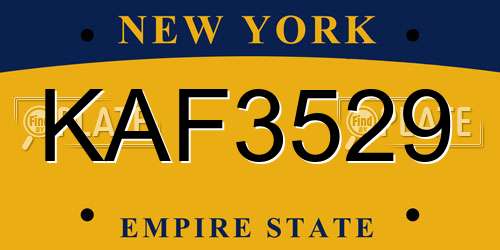 KAF3529 New York License Plate