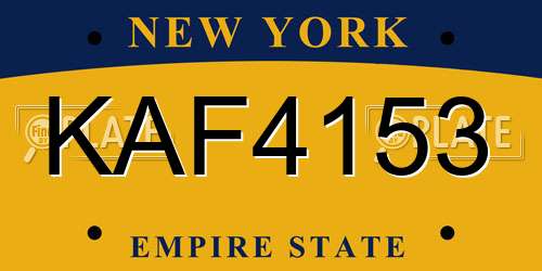 KAF4153 New York License Plate