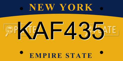 KAF435 New York License Plate
