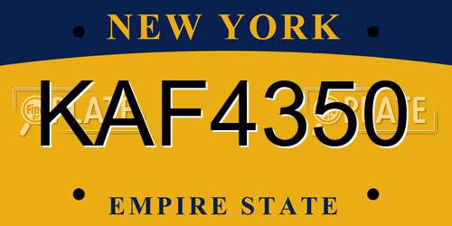 KAF4350 New York License Plate