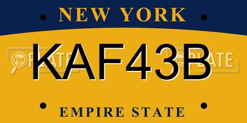 KAF43B New York License Plate