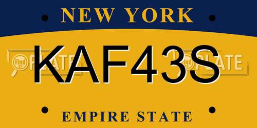 KAF43S New York License Plate