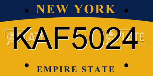 KAF5024 New York License Plate