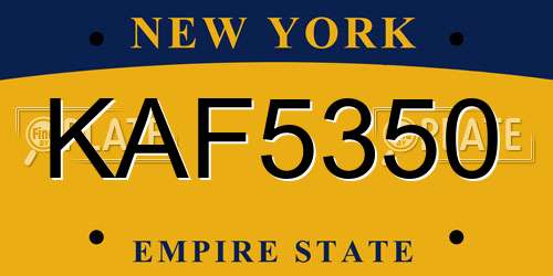 KAF5350 New York License Plate
