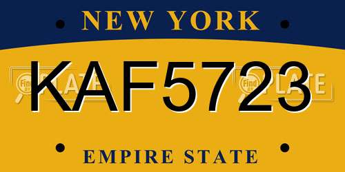KAF5723 New York License Plate