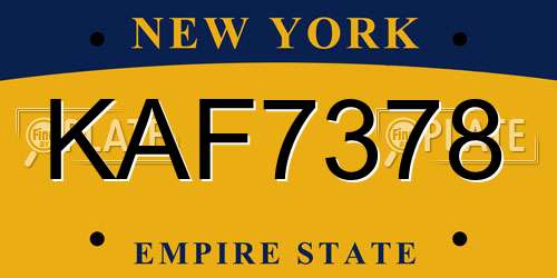 KAF7378 New York License Plate