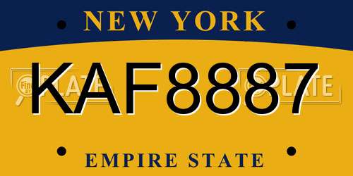 KAF8887 New York License Plate