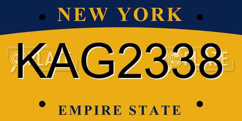 KAG2338 New York License Plate