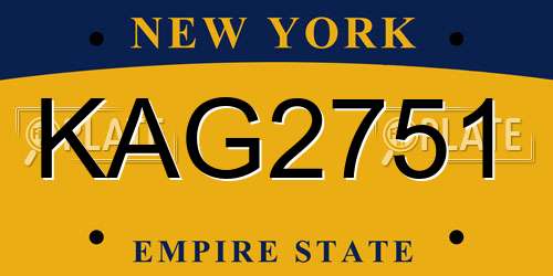 KAG2751 New York License Plate
