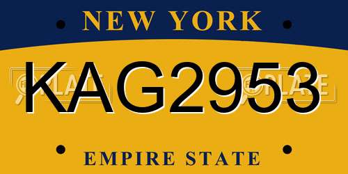 KAG2953 New York License Plate