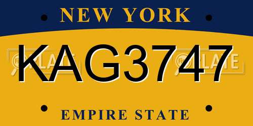 KAG3747 New York License Plate