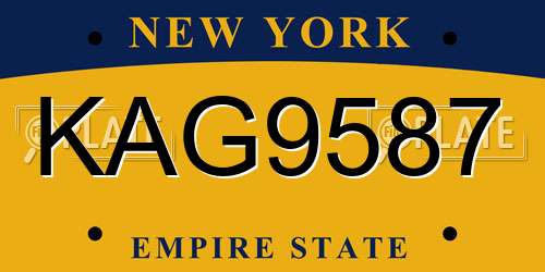 KAG9587 New York License Plate