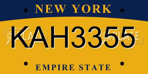KAH3355 New York License Plate