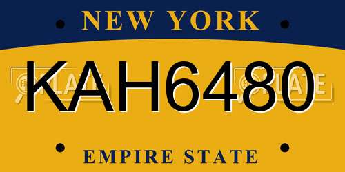 KAH6480 New York License Plate