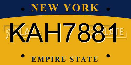 KAH7881 New York License Plate