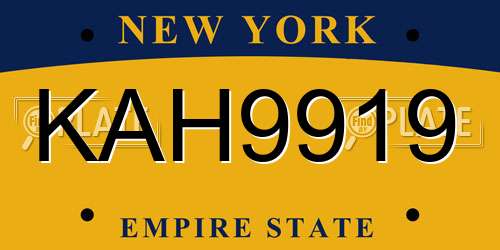 KAH9919 New York License Plate