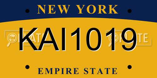 KAI1019 New York License Plate