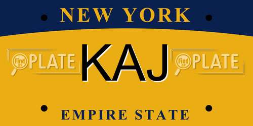 KAJ New York License Plate