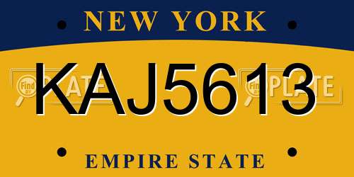 KAJ5613 New York License Plate