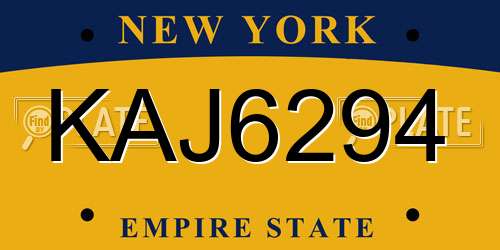 KAJ6294 New York License Plate