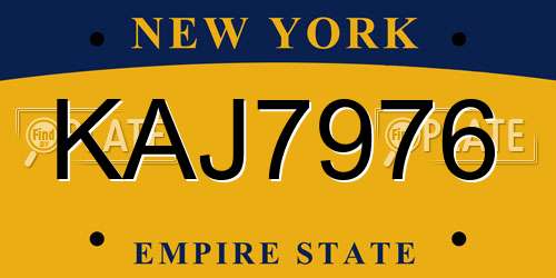 KAJ7976 New York License Plate