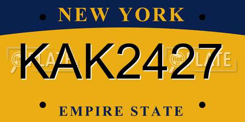 KAK2427 New York License Plate