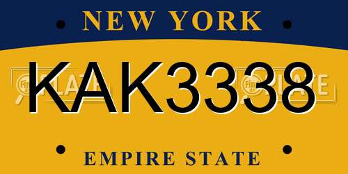 KAK3338 New York License Plate