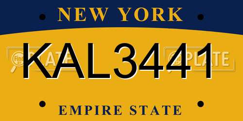 KAL3441 New York License Plate