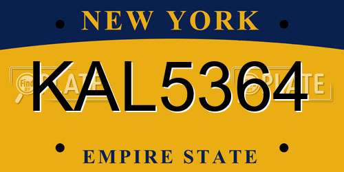 KAL5364 New York License Plate