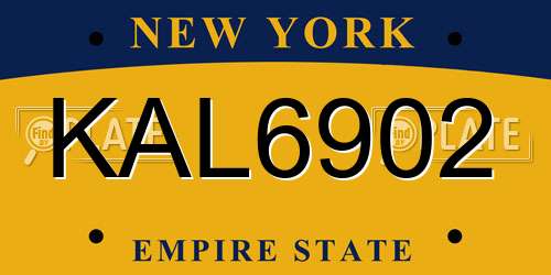 KAL6902 New York License Plate