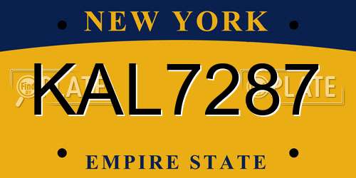 KAL7287 New York License Plate
