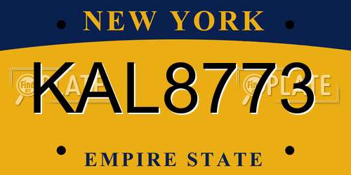 KAL8773 New York License Plate