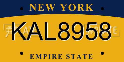 KAL8958 New York License Plate