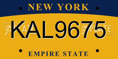 KAL9675 New York License Plate