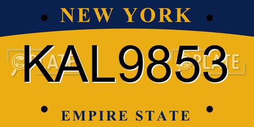 KAL9853 New York License Plate
