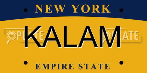 KALAM New York License Plate