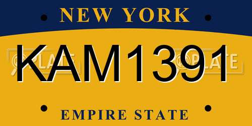 KAM1391 New York License Plate