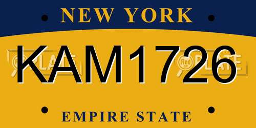 KAM1726 New York License Plate