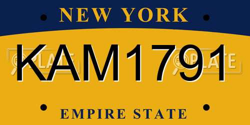 KAM1791 New York License Plate