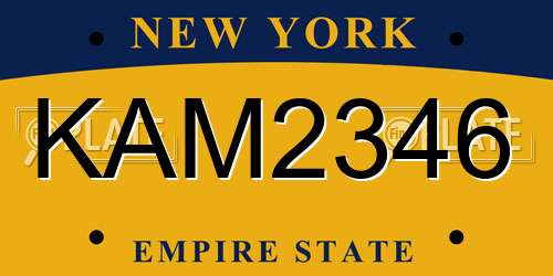 KAM2346 New York License Plate