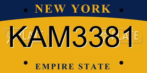 KAM3381 New York License Plate