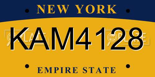 KAM4128 New York License Plate