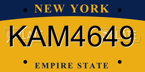 KAM4649 New York License Plate