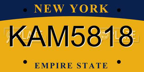 KAM5818 New York License Plate