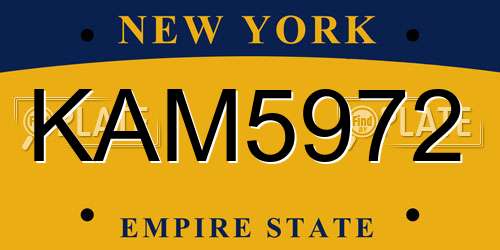 KAM5972 New York License Plate