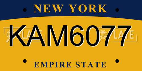 KAM6077 New York License Plate